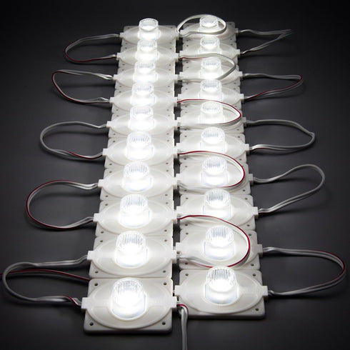20PCS 3.0W 6500K White Edge Light 12V LED Modules with Lens for Waterproof Double Side Light Box