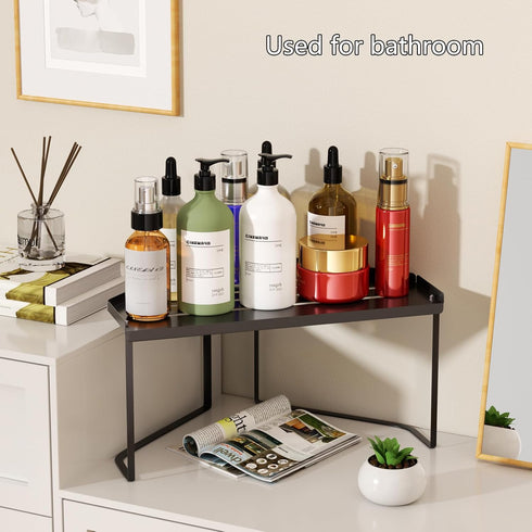 SHBaizoy Cabinet/Bathroom/Countertops/Utensils Stackable Metal Kitchen Cabinet Organizer,Kitchen Corner Shelf
