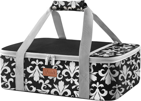 Lifewit Casserole Carrier, Insulated Food Carrier for Hot or Cold Food, Fits 9"x13" Baking Dish, Black