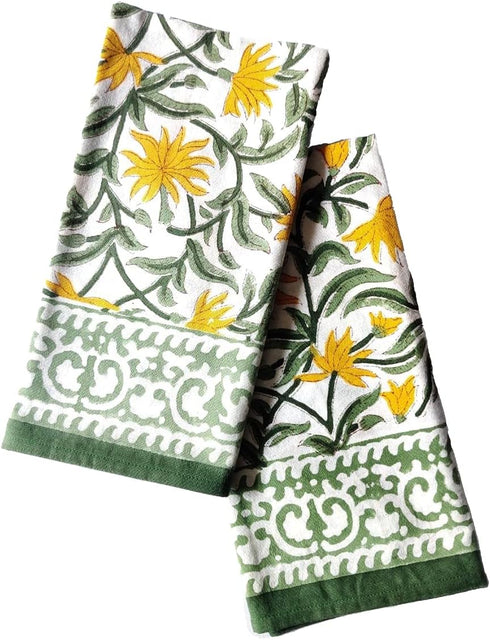 ATOSII Tropical Summer 100% Cotton Cloth Napkins, Handblock Print Designer Table Linen, Set of 4, 20 x 20 Inches