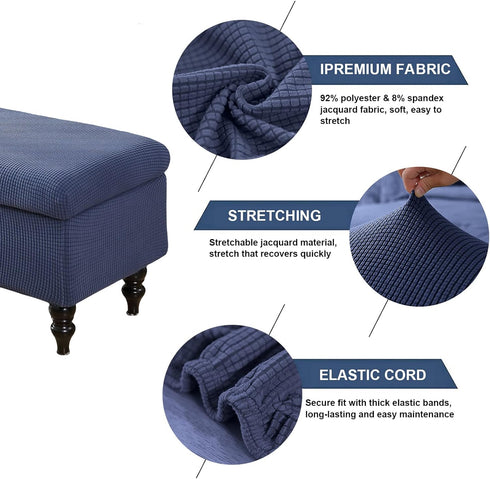 FUANGUI Ottoman Cover Stretch Storage Ottoman Bench Slipcover Printed Folding Storage Bench Ottoman Cover Footrest