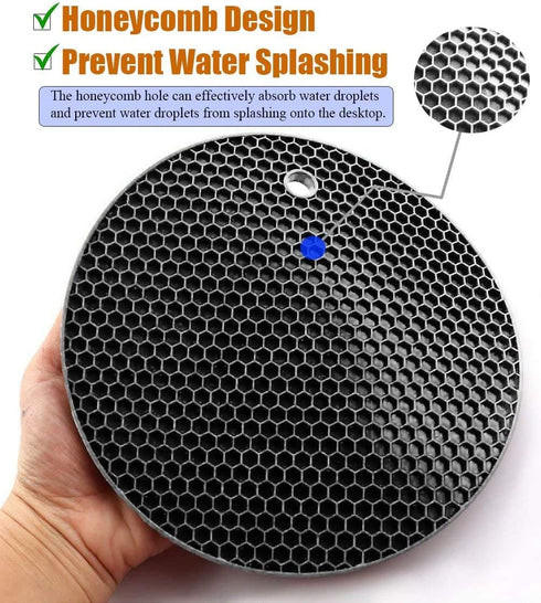 5 Pack Extra Thick Silicone Trivets Heat Resistant Pot Holder and Oven Mitts, Nonslip Insulation Honeycomb Rubber Hot