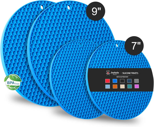 Joyhalo Trivets for Hot Dishes - Silicone Pot Holders for Kitchen Countertops, Easy to Wash and Dry