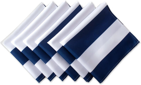 DII Cabana Stripe Outdoor Tabletop Collection, Water Resistant Napkin (Set of 6), Nautical Blue