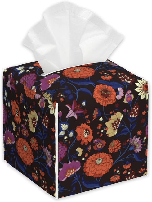 OHEGBXE Vintage Paisley Floral Tissue Box Cover Square,Tissue Box Holder with Belt Bottom,Stylish