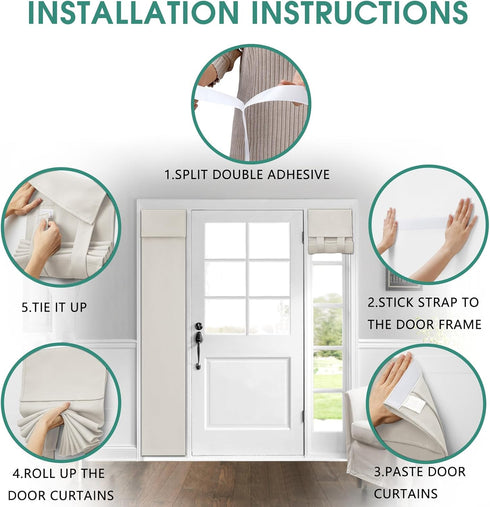 HOMEIDEAS Sidelight Curtains for Front Door, Thermal Insulated Privacy Door Shades, 1 Panel, Cream