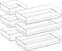 SMARTAKE 6 PCS Clear Plastic Drawer Organizers Set, Large Non-Slip Organizer Trays for Makeup, Office, Kitchen