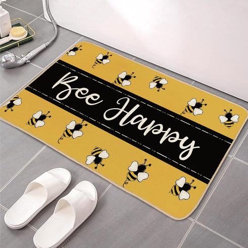 Welcome Mat Front Door Yellow Bee Decor, Indoor Outdoor Entryway Doormat, Summer Kitchen Bath Mat, 30 x 16 Inch