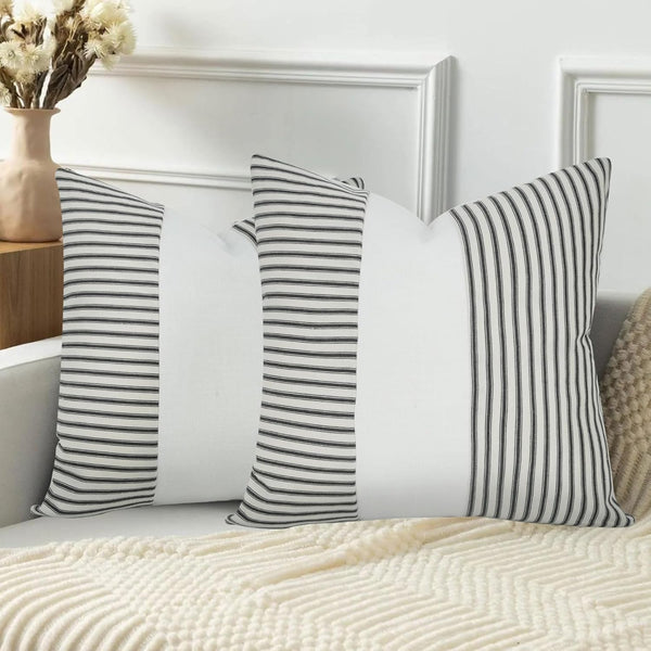 Farmhouse Pillow Covers 18x18, Boho Modern Accent Square Throw Pillow Covers Set