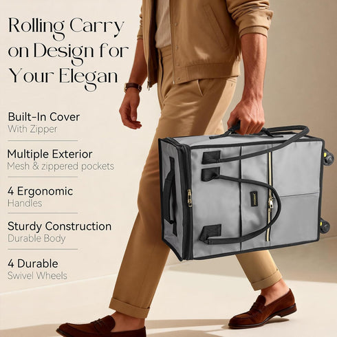 Small_41L) Reusable Grocery Bag on Wheels, Foldable Rolling Duffle Bag, Carry on Luggage Bag with Handle and Zipper