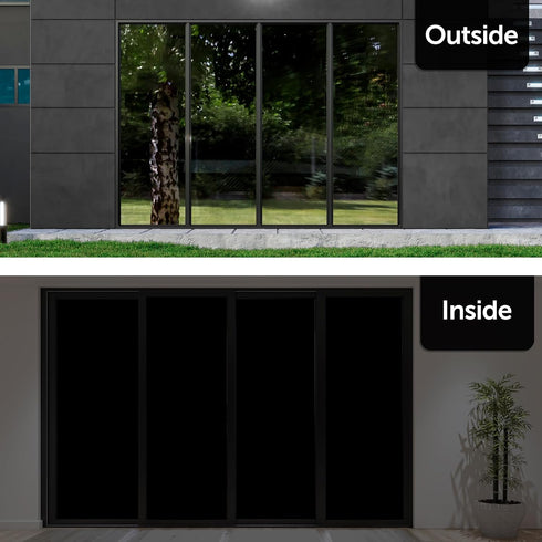 HIDBEA Mirror Blackout Window Film,100% Light Blocking Room Darkening Window Privacy Film,Mirror Glass Window Film Heat Control, Removable Window Cover Tint for Day Sleep (Mirror Black,17.7in x 6.5ft) by HIDBEA