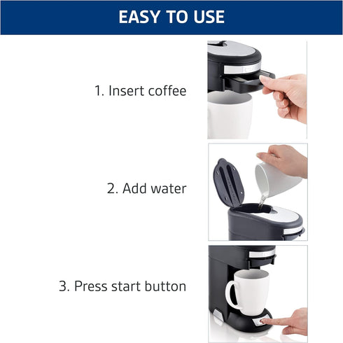 Café Valet Single Serve Coffee Maker, Brews 10 Ounces of Coffee or Hot Water, Compatible Coffee Packs