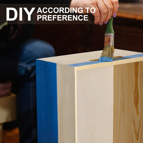 Spiareal Wooden Storage Box 15 x 12 x 7 Inches, Decorative Pine Crate with Hand Holes and Lid for Home Decor