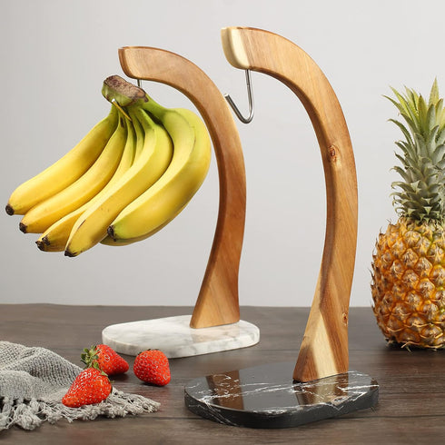 Modern Banana Holder Stand with Non-Slip Marble Base - Stylish Kitchen Storage
