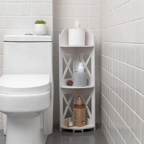 TuoxinEM Corner Shelves for Bathroom Storage, Waterproof Toilet Paper Holder Stand, White