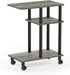 C Shaped Side Table with Casters in French Oak Grey/Black
