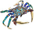 6" WitnyStore Small Long Blue Red Gold Dotted Crab Figurine - Miniature Hand Blown Painted Glass Crabs Crustacean