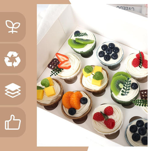 VGOODALL 3PCS White Cupcake Container, 12 Count with Window Boxes for 36 Pastries, Bakery Supplies