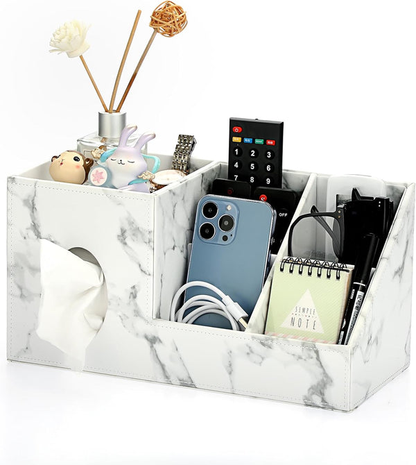 Sumnacon Square PU Tissue Box Cover, Stylish Leather Tissue Box Organizer for Bathroom, Living Room, and Office