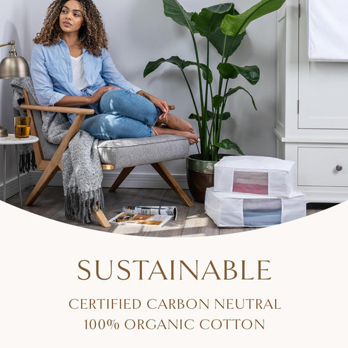 Hayden Hill Luxury Organic Cotton Sweater Storage Bag, Fits 4 Fine Knits, Moth Proof Organizer for Closet