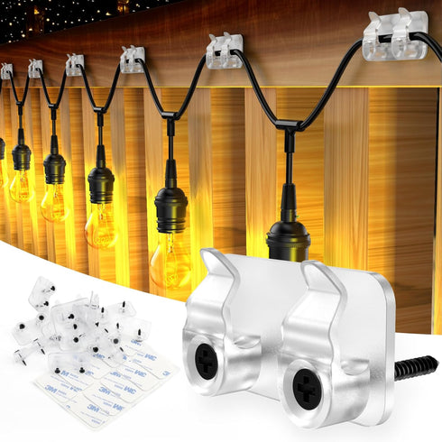 FALDAA Outdoor Light Clips, 50Pcs Clips with Waterproof Adhesive Strips, Heavy Duty Hook