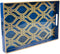 MAONAME Blue Decorative Tray with Handles, Plastic Serving Tray for Coffee Table,
