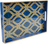 MAONAME Blue Decorative Tray with Handles, Plastic Serving Tray for Coffee Table,