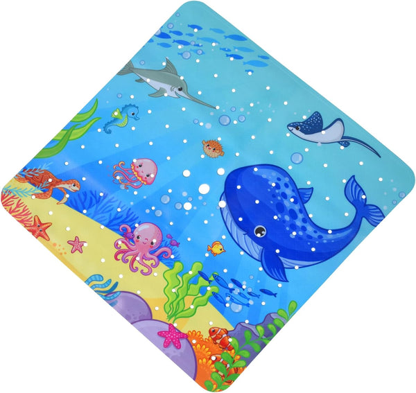 OTraki Baby Bath Mat for Tub 21x21 inch Non Slip Cartoon Kids