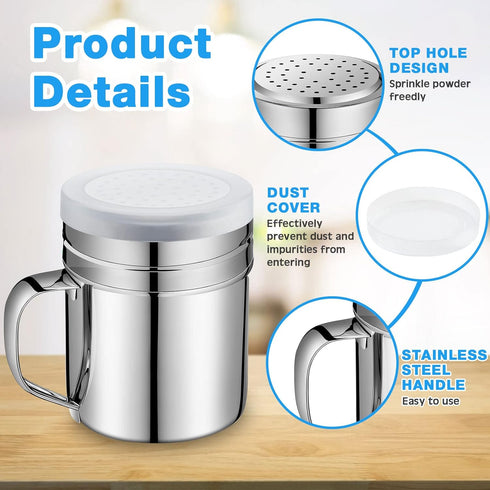 12 10 oz Lallisa Pcs Stainless Steel Spice Shakers with Holes and Lids Dredge Shakers with Handle Versatile Salt Shaker