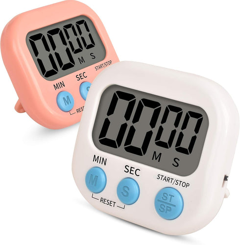 Timer for Kids, Digital Kitchen Timer, Magnetic Back, Loud Ring, Stand for Cooking, Classroom, 2 Pack