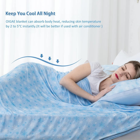 OIGAE Cooling Blanket - Double Sided Cold Effect Bed Throw for Hot Sleepers, Skin-Friendly