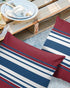 Navy Blue Burgundy Red Color Stripe Art Outdoor Pillow Covers Set of 2,Decorative Waterproof Throw Pillow Case, America Flag Cotton Linen Soft Cozy Cushion Pillowcases by LOVE HOME DAY