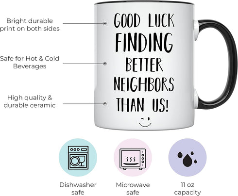 YouNique Designs Goodbye Neighbor Mug, 11 Ounces, Moving Cup for Neighbor, Going Away Mug for Friends Moving, Moving Away Coffee Mug, Moving Cup for Neighbor (Black Handle) by YouNique Designs