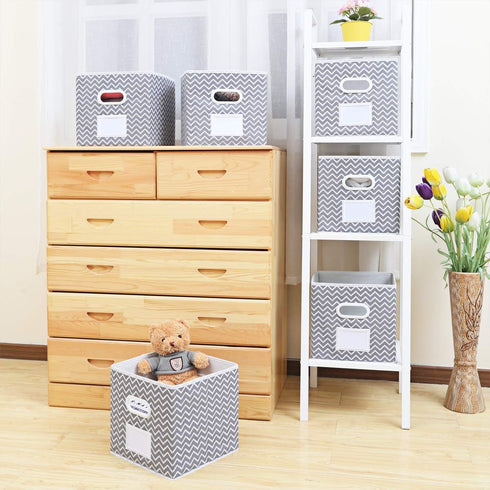 MAX Houser Fabric Cloth Storage Bins, Foldable Organizer Baskets with Dual Handles for Home Bedroom Storage, Set of 6