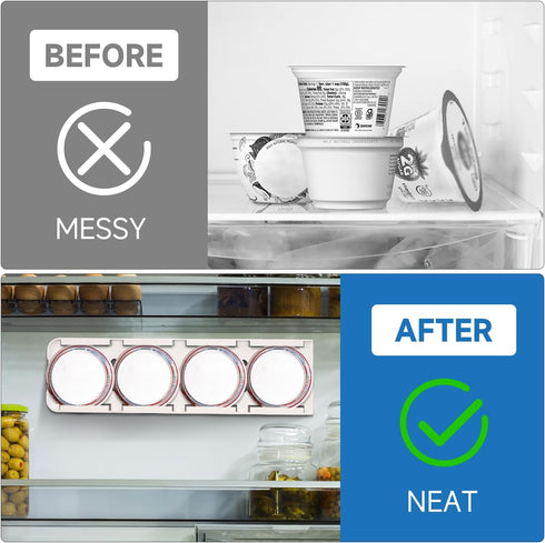 4 3.75 Inch (White,2 Pack) Sophico Yogurt Organizer for Fridge, Capacity Yogurt Sliders for Refrigerator, Yogurt Holder