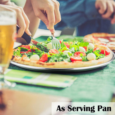 P&P CHEF Pizza Pan Bakeware, Stainless Steel Pizza Tray for Baking, Healthy & Reusable, 10 Inch & Silver