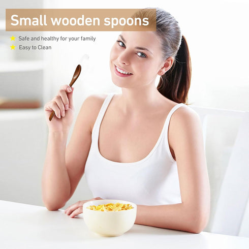 2PCS 7.8inch Wooden Spoons for Honey and CoffeeSmall Wooden Spoons with Long Handle for Stirring Padauk Wood Honey