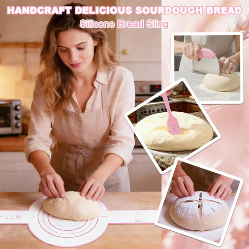 Set Beginner Sourdough Starter Kit, Sourdough Bread Baking Supplies, Banneton Bread Proofing Basket with Glass