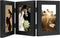 Golden State Art 4x6 Triple Picture Frame, Trifold Hinged Photo Frame with Real Glass for Desk Top Collage