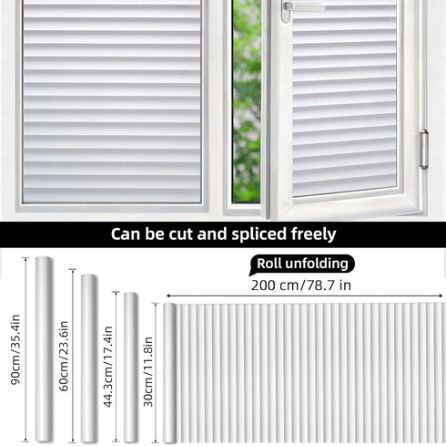 DUOFIRE Window Film Blinds Pattern Privacy Window Film, Static Cling, 23.6 x 78.7 inch