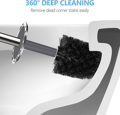 SetSail 3 PacksGery Toilet Brush, Compact Size Toilet Bowl Brush and Holder Toilet Brushes for Bathroom with Stainless