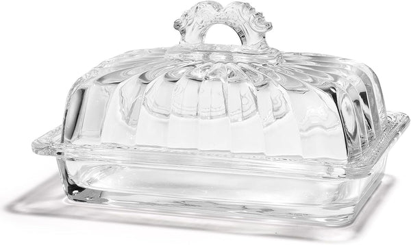 Glass Butter Dish with Top Arch Handle Lid | Contain 24oz Butter