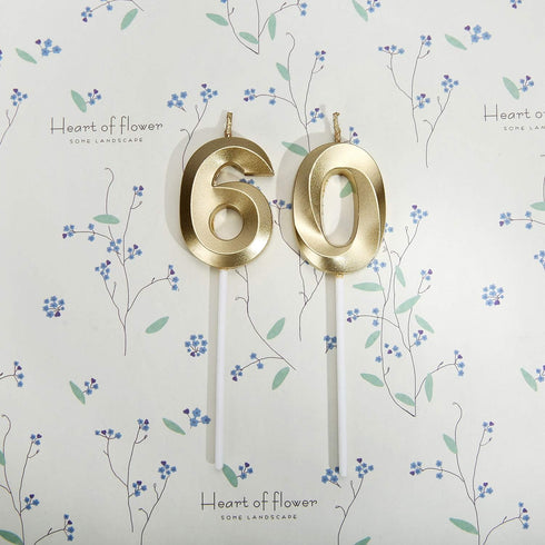 Bailym 60th Birthday Candles, Gold Number 60 Cake Topper for Birthday Decorations Party