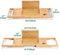 Utoplike Bamboo Bathtub Caddy Tray, Adjustable Bathroom Organizer with Book Tablet Wine Glass Cup Holder (24.5"-37.4")