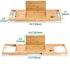 Utoplike Bamboo Bathtub Caddy Tray, Adjustable Bathroom Organizer with Book Tablet Wine Glass Cup Holder (24.5"-37.4")