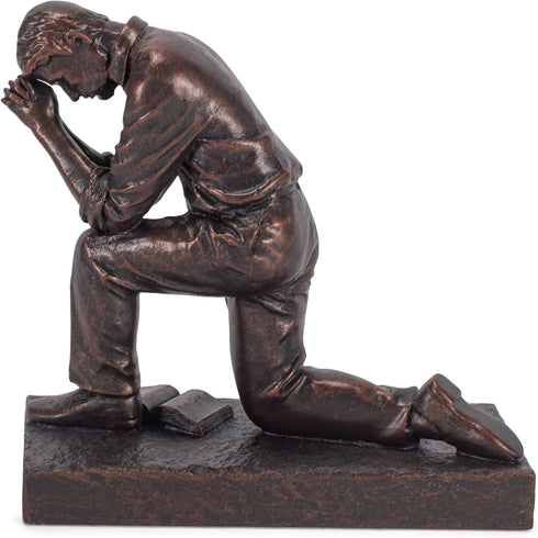 Lighthouse Christian Products Praying Man Seeking God Bronzelike Finish 4.5 x 2.75 Cast Stone Sculpture