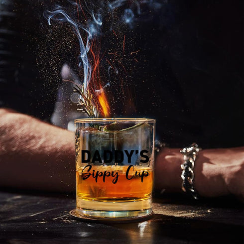 Fathers Day Dad Gifts for New Dad Husband from Daughter Son Wife, 11 OZ Whiskey Glass, Funny Gag Gift Ideas for