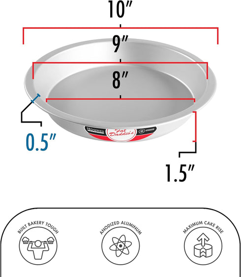 Fat Daddio's PIE-10 Anodized Aluminum Pie Pan, 10 x 1.5 Inch