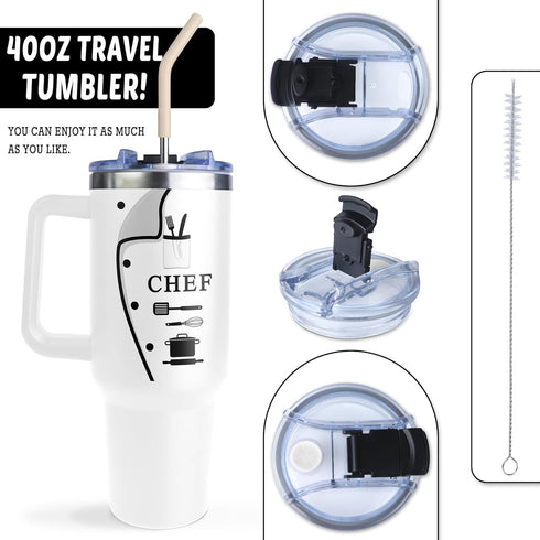 Chef Gifts for Men Women, 40 oz Coffee Tumbler, Culinary Gift Ideas for Chefs and Cooking Lovers
