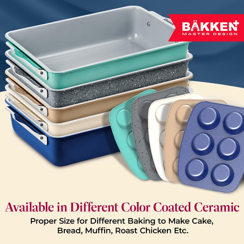 Square Cake Pan - Heavy-Duty Aluminized Steel with Non-Stick Ceramic Coating, Ideal Size for Baking